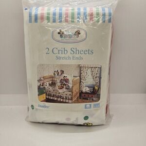 Vintage Disney Babies Crib Sheets Set of 2 Baby Mickey Minnie Dundee USA Cotton